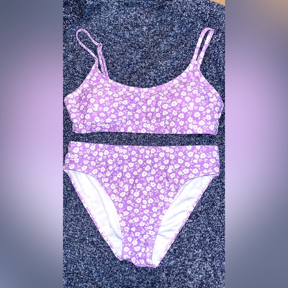 XS purple bikini w flowers